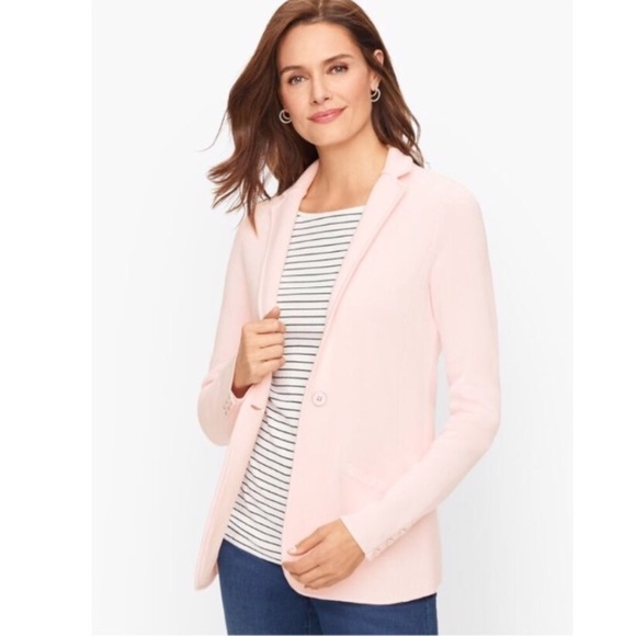 TALBOTS | Notched Collar Sweater Blazer Pink - Picture 1 of 10